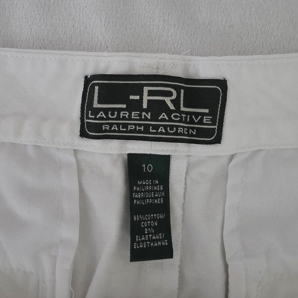 Lauren Active Ralph Lauren White Bermuda Shorts Womens Size 10 Cotton Stretch - Picture 3 of 8